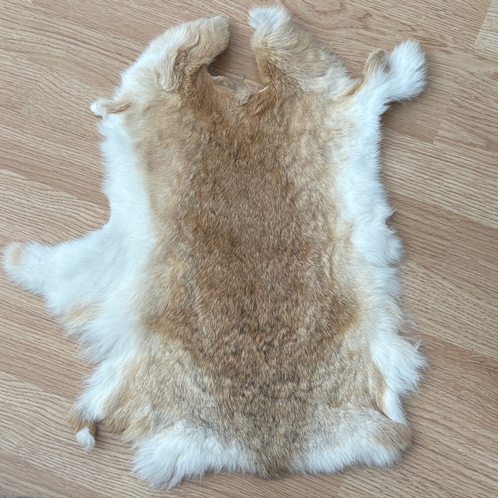 #A86 Tan and White Rabbit Fur Pelt for Crafts